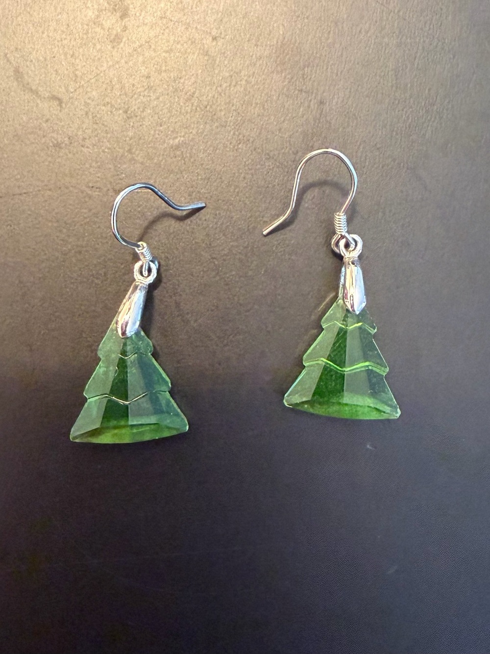 Green Crystal Tree Drop Earrings - Brand